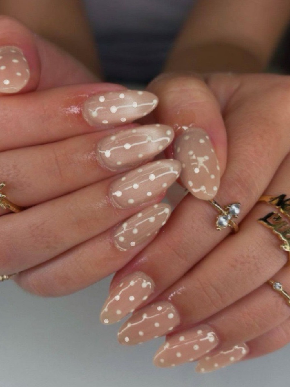 Neutral Beige Dot Nail Art - Women's Nail Accessory